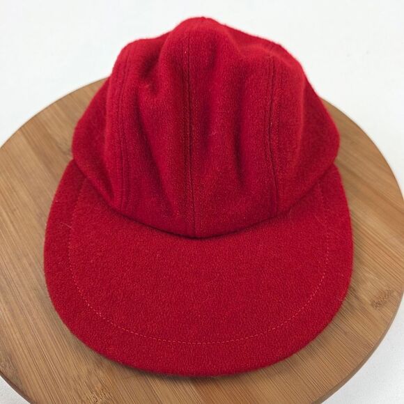 Vintage J Crew Outfitters Red Wool 5 Panel Cap Hunting Winter Hat Size Medium - Picture 1 of 11